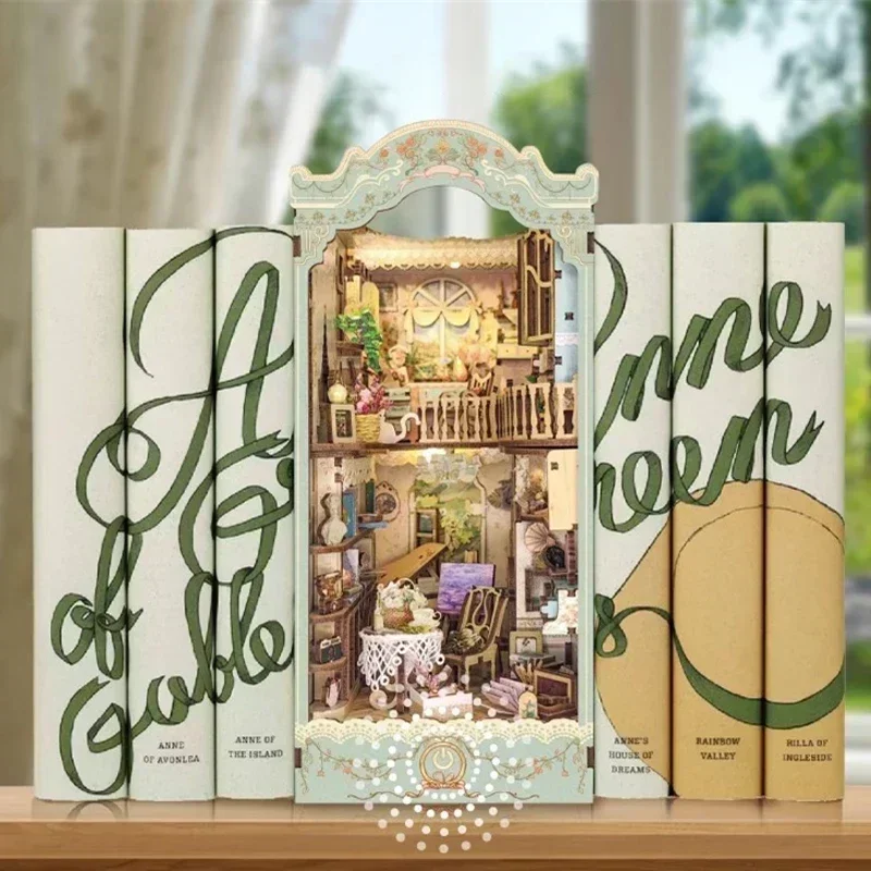 Conto de fadas cidade estante  - Diy Wooden Book Nook Kit Shelf Insert avaliação e preço