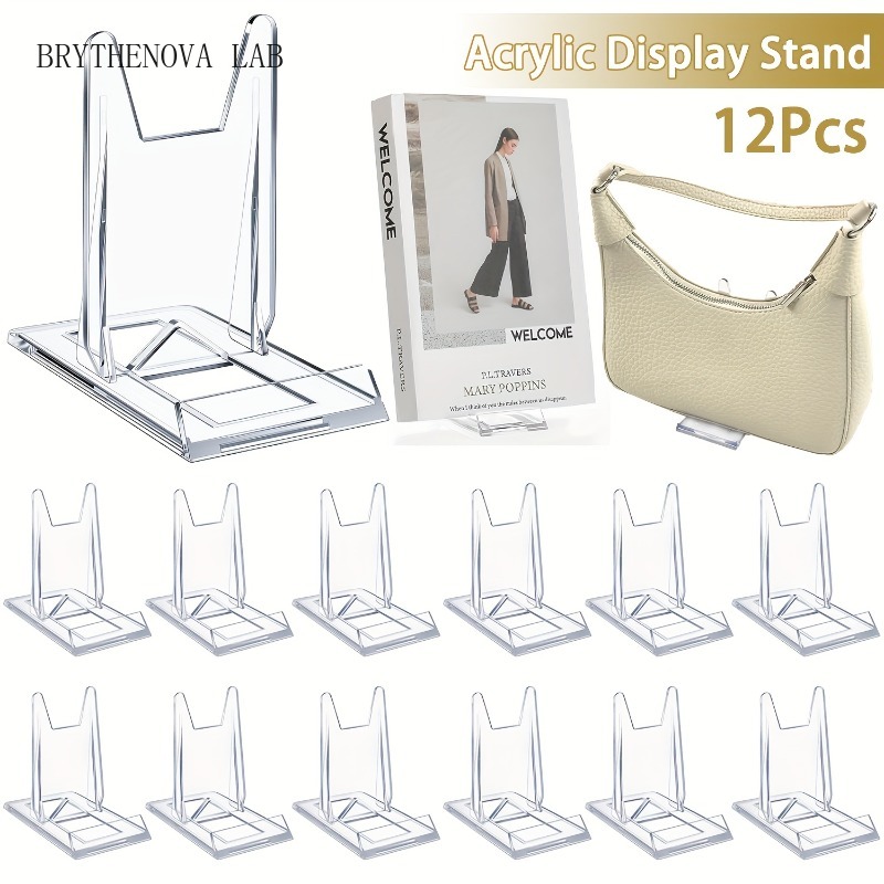 12 Peças Suporte de Exibição T - Clear Acrylic Book Stand Holder avaliação e preço